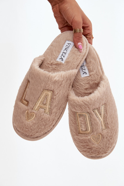 Chaussons Féminin avec un manteau de fourrure LADY Vinceza 19958 beige