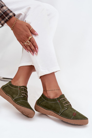 Bottes en cuir vertes pour femmes avec coutures « Artiker 57C2112 »
