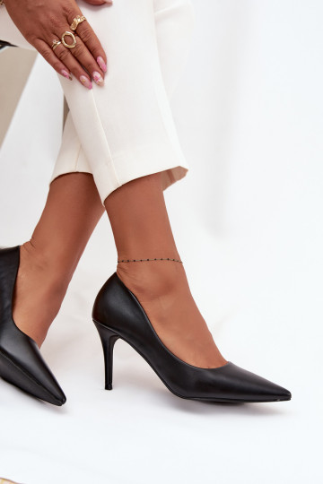 chaussures à talons hauts Féminin en cuir écologique couleur noire Sivana