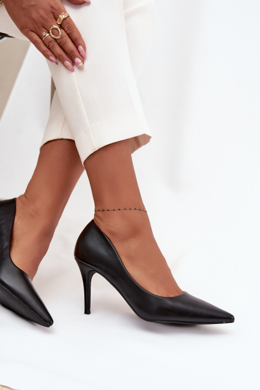 chaussures à talons hauts Féminin en cuir écologique couleur noire Sivana