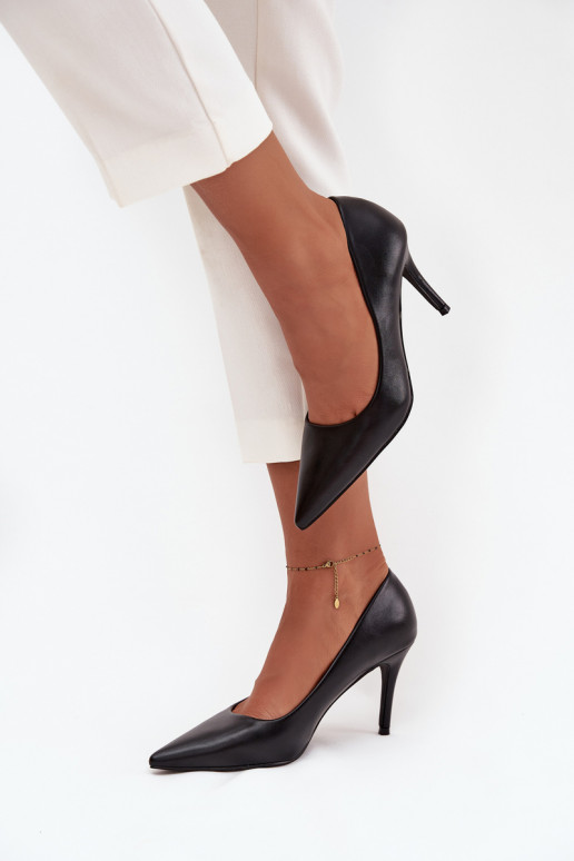 chaussures à talons hauts Féminin en cuir écologique couleur noire Sivana