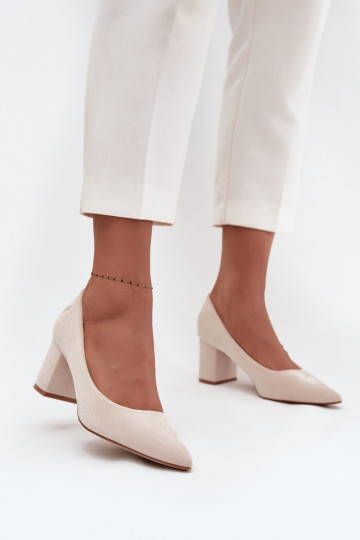 Chaussures Féminin Ze Szpiczastymi Noskami avec des talons beige Pavira 2