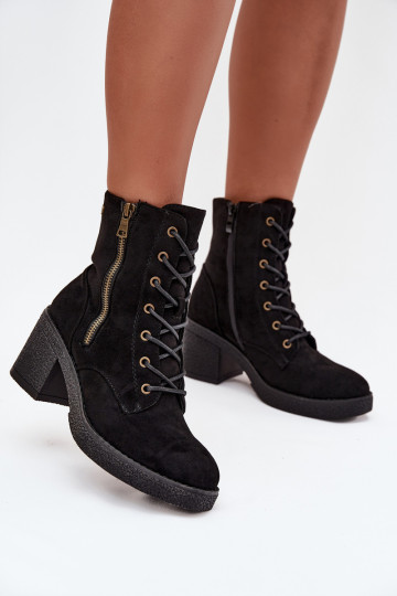 réchauffer Bottes pour femmes Avec une dentelle et fermetures éclairami couleur noire Paressa 2