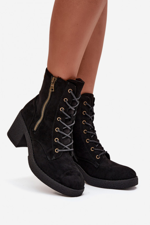 réchauffer Bottes pour femmes Avec une dentelle et fermetures éclairami couleur noire Paressa