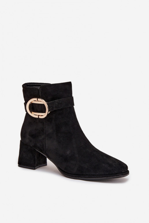 Bottes pour femmes avec boucles dorées couleur noire Calissa
