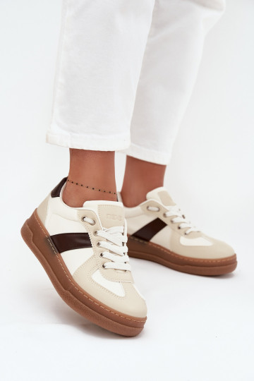 Chaussures modèle baskets Féminin avec une plateforme beige Galivina
