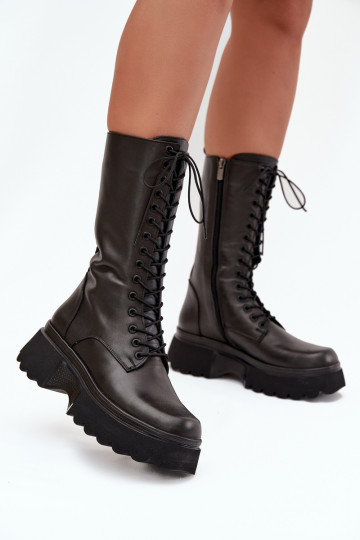 Bottes en cuir noires et chaudes avec plateforme Artiker 57C2282 2