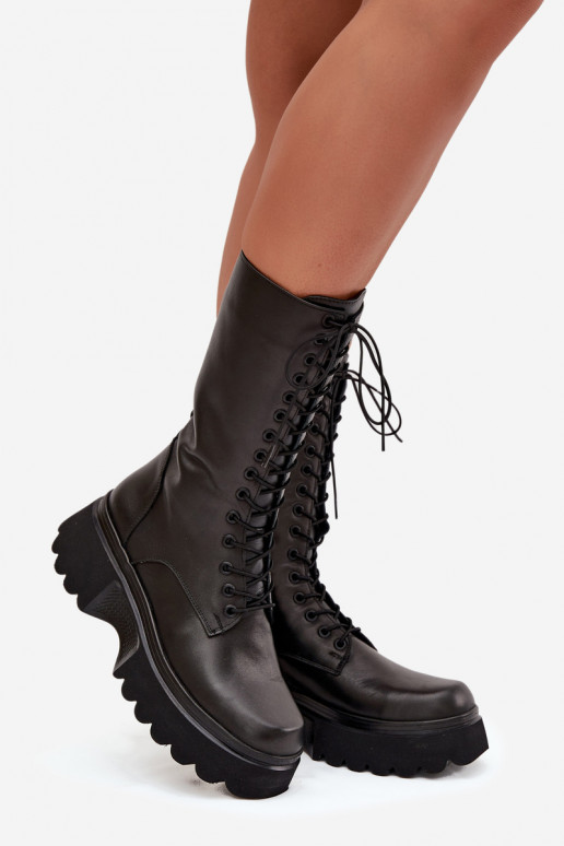 Peau bottes réchauffer avec une plateforme Artiker 57C2282 couleur noire