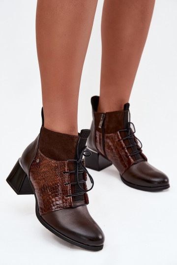 Bottines en cuir chocolat avec talons Zazoo 60503