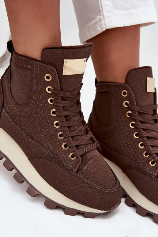 réchauffer chaussures Féminin avec une plateforme marron Il fautrivira