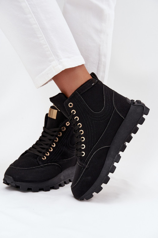 réchauffer chaussures Féminin avec une plateforme couleur noire Il fautrivira