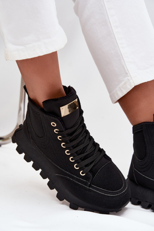 réchauffer chaussures Féminin avec une plateforme couleur noire Il fautrivira