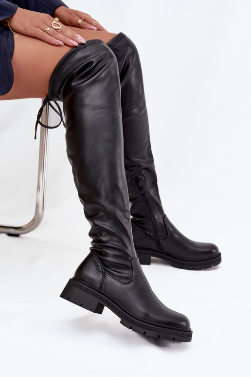 bottes pour femmes au-dessus du genou avec des détails élégants couleur noire Rylissa bottes pour femmes au-dessus du genou avec des détails élégants couleur noire Rylissa