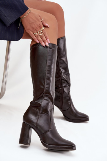 bottes pour femmes avec des talons en cuir écologique réchauffer Bourgogne Lyvella