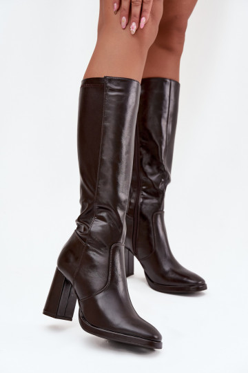 bottes pour femmes avec des talons en cuir écologique réchauffer Bourgogne Lyvella 2