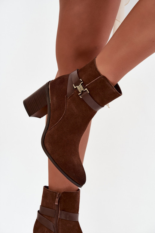 Bottes pour femmesActivéturalnego en daimu avec des talons réchauffer Sergio Leone BT25384-S marron