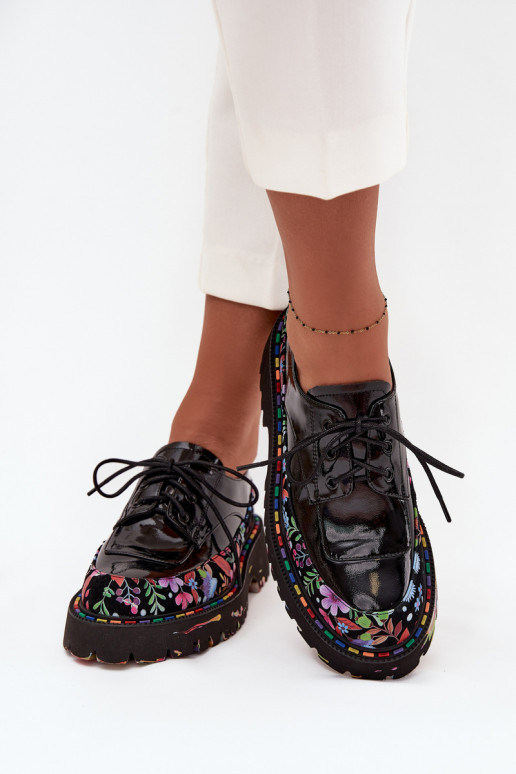 avec effet vernis chaussuresActivéturalnej Skóry avec des écrits Artiker 57C0174 couleur noire