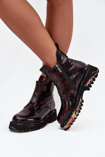 avec effet vernis Bottes pour femmesActivéturalnej Skóry réchauffer Artiker 57C0165 Bourgogne 2