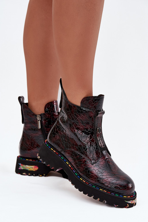 avec effet vernis Bottes pour femmesActivéturalnej Skóry réchauffer Artiker 57C0165 Bourgogne