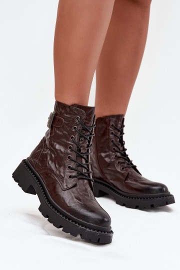 Peau Bottes pour femmes Avec effet Il fautrszczenia I avec boucles Artiker 57C1007 CzekoladoÀe