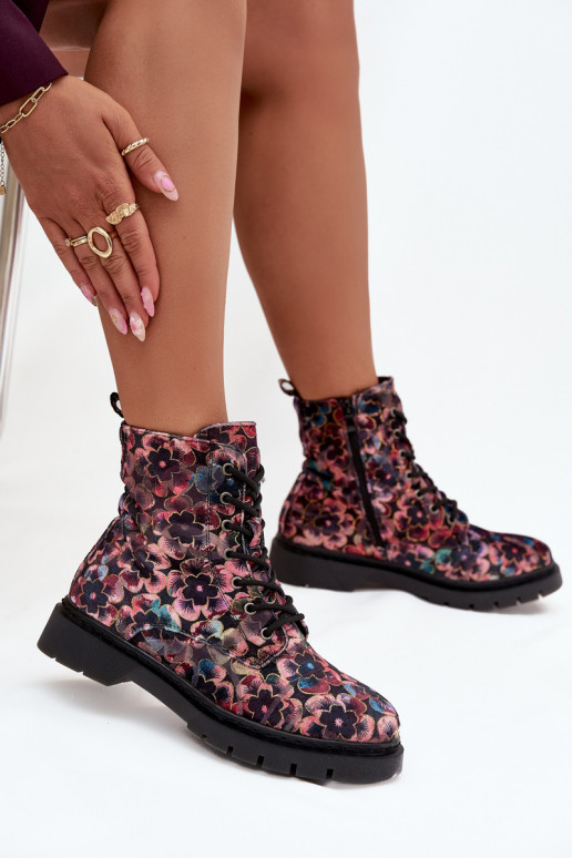 Bottes pour femmes réchauffer avec des fleurs Artiker 57C1051 couleur rose