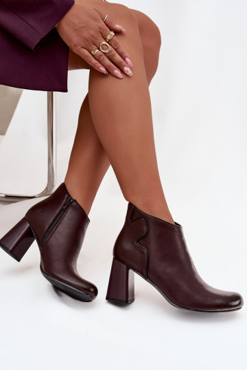 Peau Bottes réchauffer avec des talons Bourgogne Ivessara