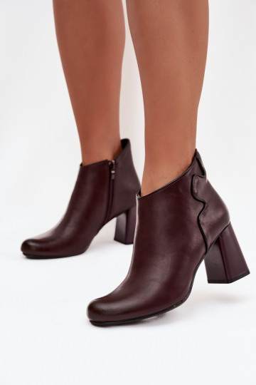 Peau Bottes réchauffer avec des talons Bourgogne Ivessara 2