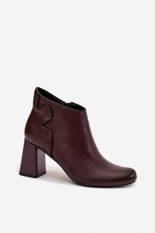 Peau Bottes réchauffer avec des talons Bourgogne Ivessara
