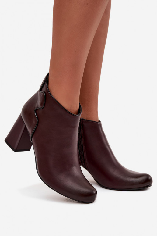 Peau Bottes réchauffer avec des talons Bourgogne Ivessara