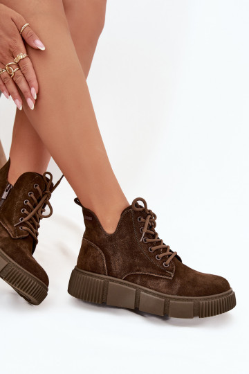 en daim chaussures à talons bas pour femmes avec une plateforme Big Star SS274595 marron