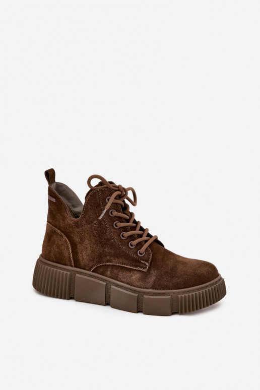 en daim chaussures à talons bas pour femmes avec une plateforme Big Star SS274595 marron en daim chaussures à talons bas pour femmes avec une plateforme Big Star SS274595 marron
