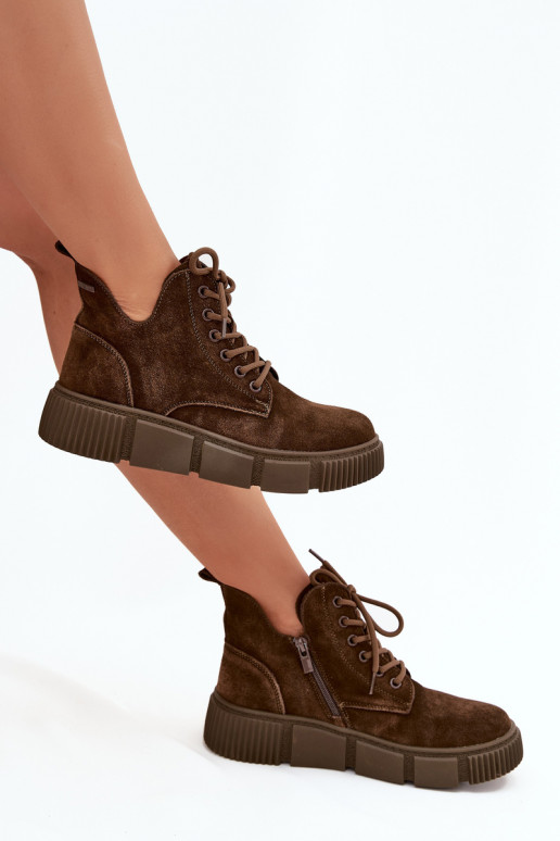 en daim chaussures à talons bas pour femmes avec une plateforme Big Star SS274595 marron en daim chaussures à talons bas pour femmes avec une plateforme Big Star SS274595 marron
