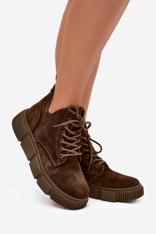 en daim chaussures à talons bas pour femmes avec une plateforme Big Star SS274595 marron en daim chaussures à talons bas pour femmes avec une plateforme Big Star SS274595 marron
