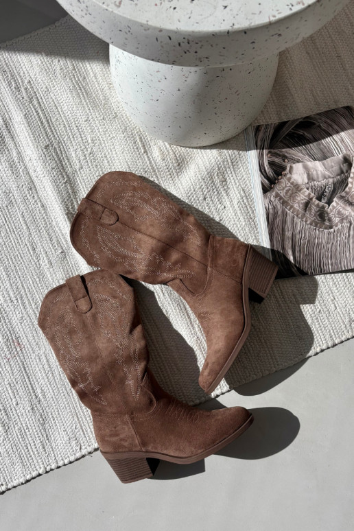 bottes longues en style cowboy pour femmes avec talons doublées Vinceza 16508 couleur sable