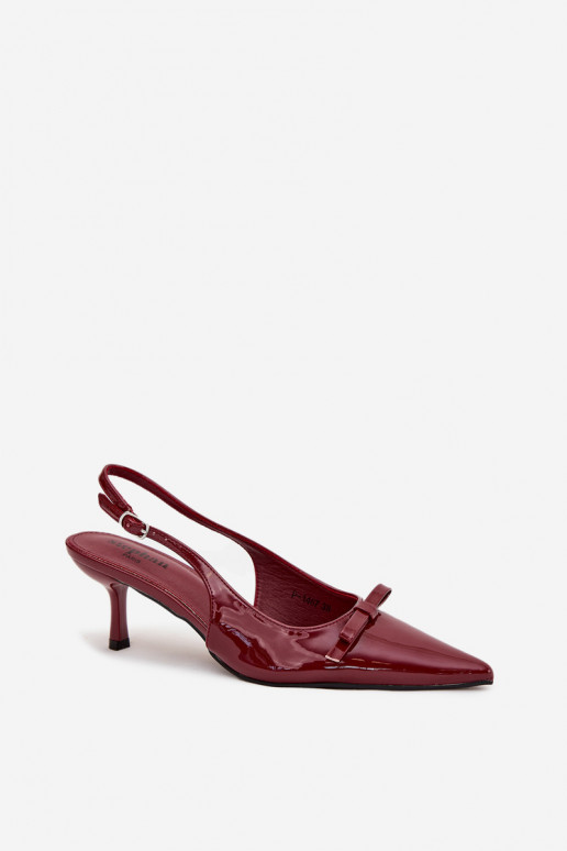 Chaussures vernies avec talons fins et nœuds couleur bordeaux Olvena Chaussures vernies avec talons fins et nœuds couleur bordeaux Olvena