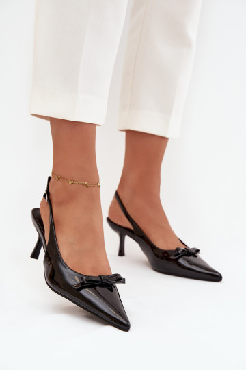 Chaussures vernies avec talons fins et nœuds noirs Olvena 2