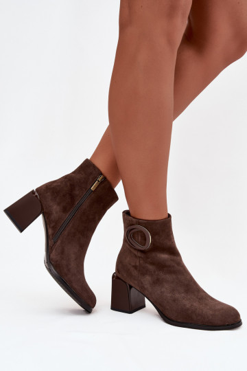 en daim Bottes chaudes sur le talon Avec des décorations Detalem Artiker 57C0017 marron