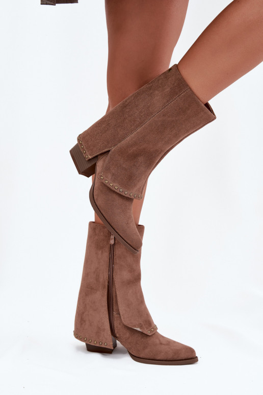 Bottines longues chaudes avec tige redressée Vinceza 16516, couleur sable