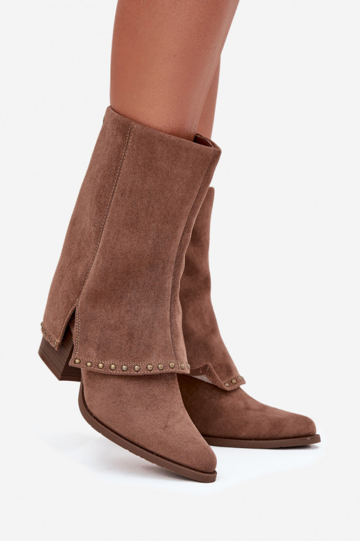 Bottines longues chaudes avec tige redressée Vinceza 16516, couleur sable