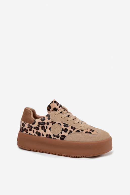 Bottines pour femmes à plateforme, motif léopard Big Star SS274763 couleur sable Bottines pour femmes à plateforme, motif léopard Big Star SS274763 couleur sable