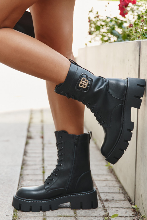Bottines doublées et chaudes pour femmes avec ornements noirs Melisse Bottines doublées et chaudes pour femmes avec ornements noirs Melisse