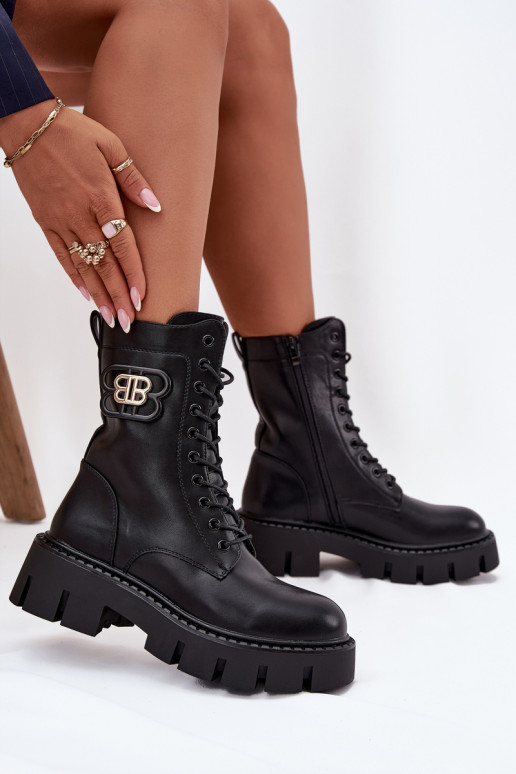 Bottines doublées et chaudes pour femmes avec ornements noirs Melisse Bottines doublées et chaudes pour femmes avec ornements noirs Melisse