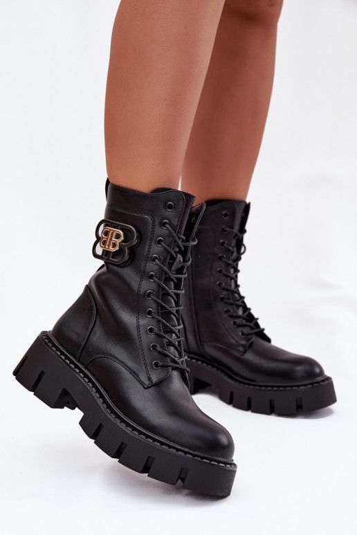 Bottines doublées et chaudes pour femmes avec ornements noirs Melisse Bottines doublées et chaudes pour femmes avec ornements noirs Melisse