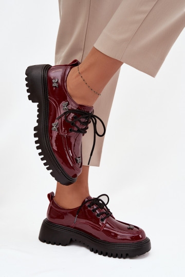 avec effet vernis Peau chaussures FémininPrzypinkami Artiker 57C0336 Bourgogne 2
