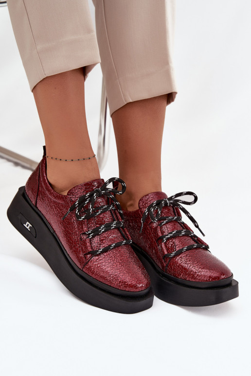 Bottines en cuir véritable laqué Féminin avec une plateforme Artiker 57C2046 Bourgogne