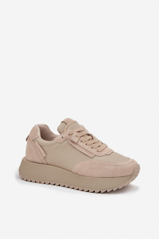 Peau Chaussures modèle baskets Féminin avec une plateforme Artiker 55C0021 beige