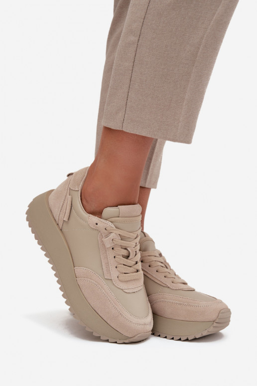 Peau Chaussures modèle baskets Féminin avec une plateforme Artiker 55C0021 beige