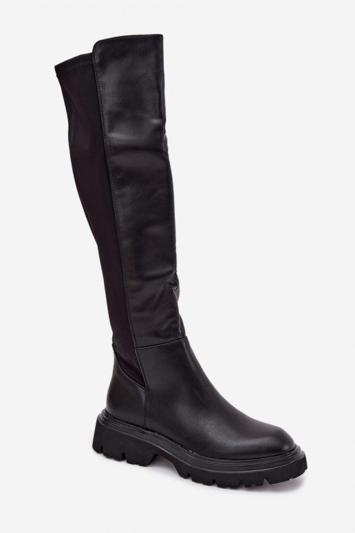 Bottes longues pour femmes en simili cuir noires, Sylvina Bottes longues pour femmes en simili cuir noires, Sylvina