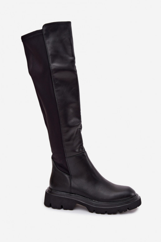 Bottes longues pour femmes en simili cuir noires, Sylvina Bottes longues pour femmes en simili cuir noires, Sylvina