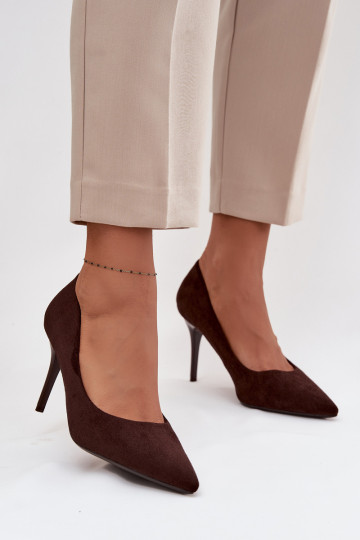 chaussures à talons hauts Fémininen daim écologiqueu CzekoladoÀe Elvessa